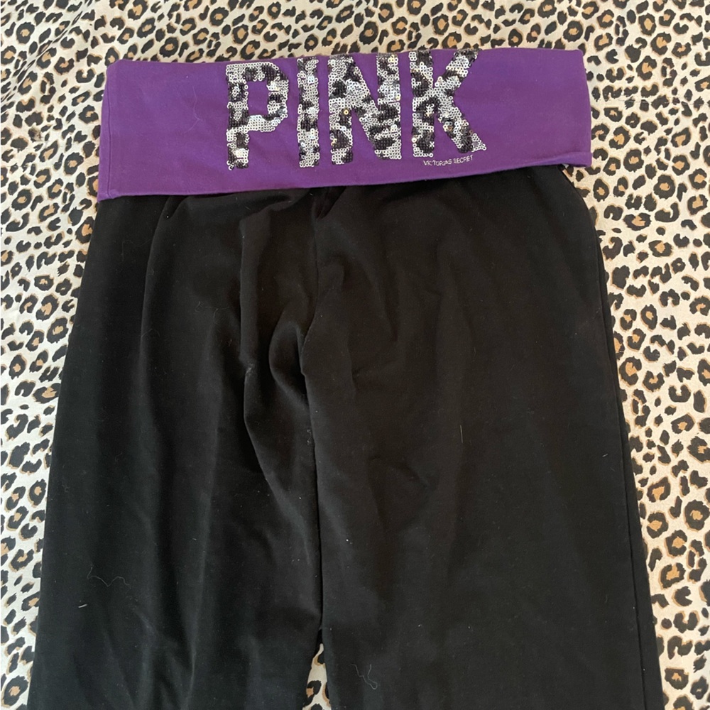 PINK sequin capri leggings